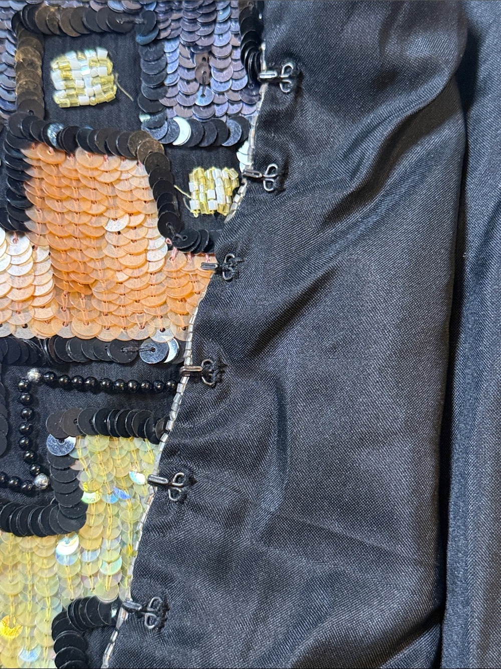 Sténay 100% Silk Beaded Sequin Jacket S Vintage Art Deco Evening - Picture 11 of 13